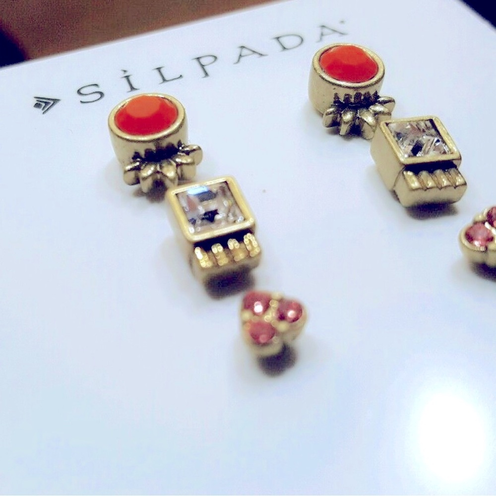 Silpada Color Riot Post Earrings Swarovski Crystal Brass NWT - Picture 7 of 10